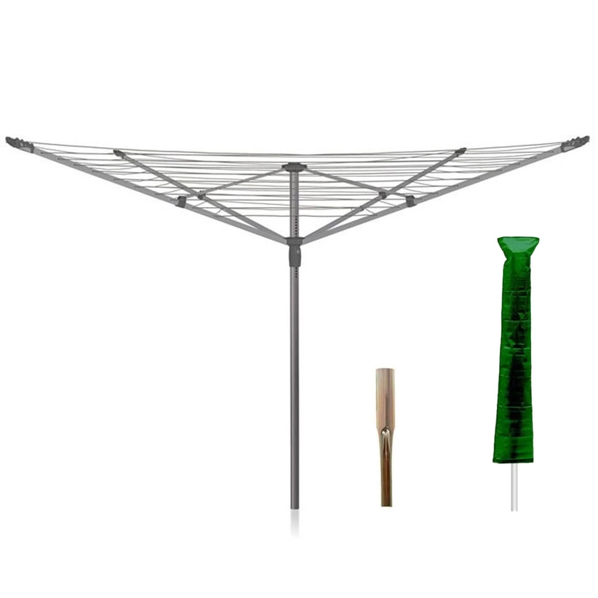 Addis 50m 4 Arm Rotary Airer With Cover and Ground Spike