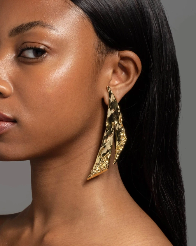 Brut Gold Angular Earring