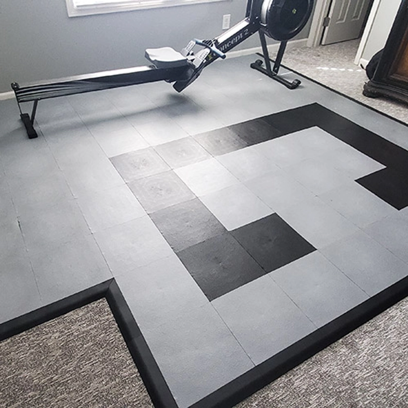 Exercise Home Gym Floor Tile - Gray StayLock Orange Peel