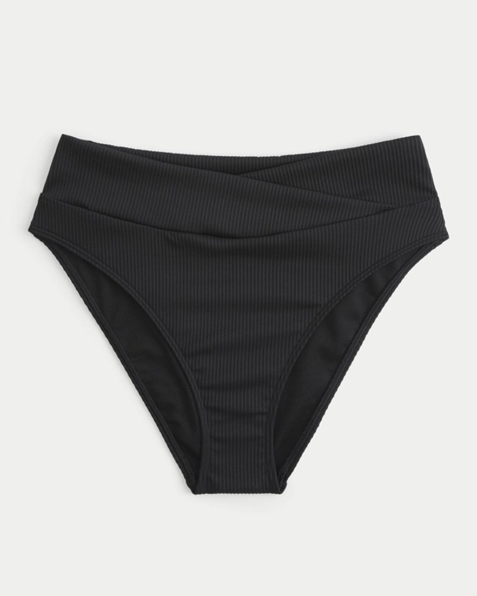 Women's Ribbed High Crossover Waist Bikini Bottom | Women's Swimwear | HollisterCo.com