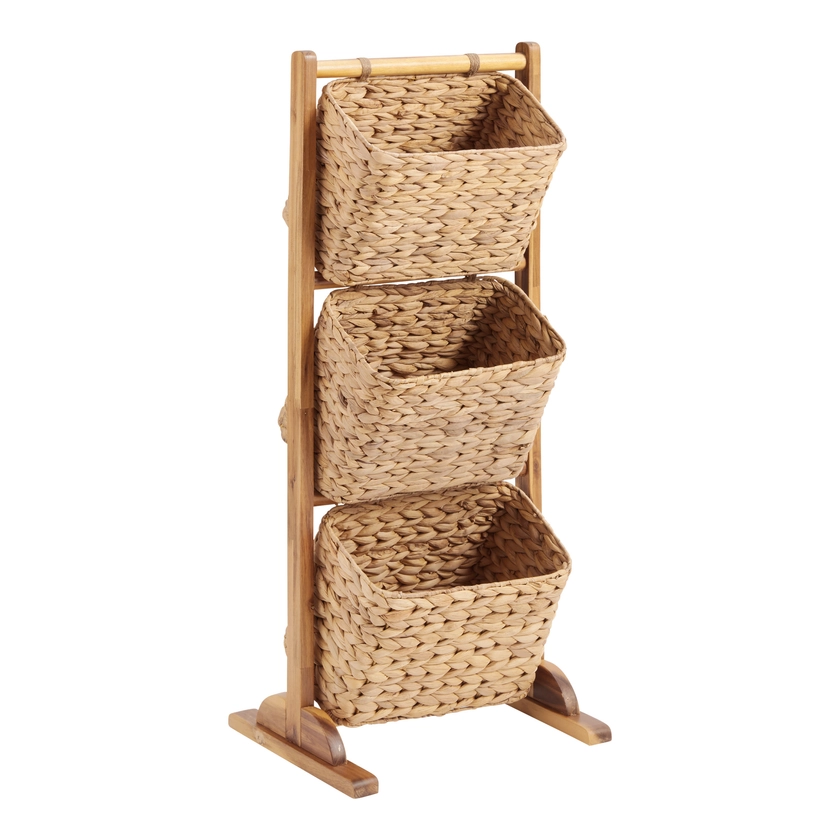 Drew Acacia And Water Hyacinth 3 Tier Basket Stand - World Market