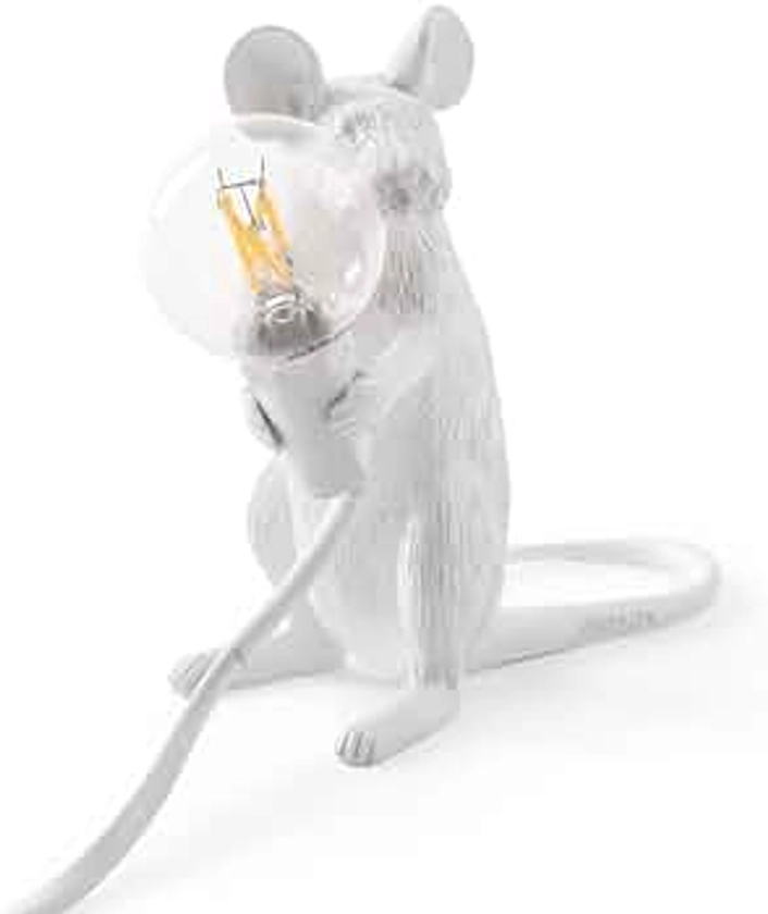 SELETTI Mouse Lamp Mac lampada topo seduto, Resina, Bianco