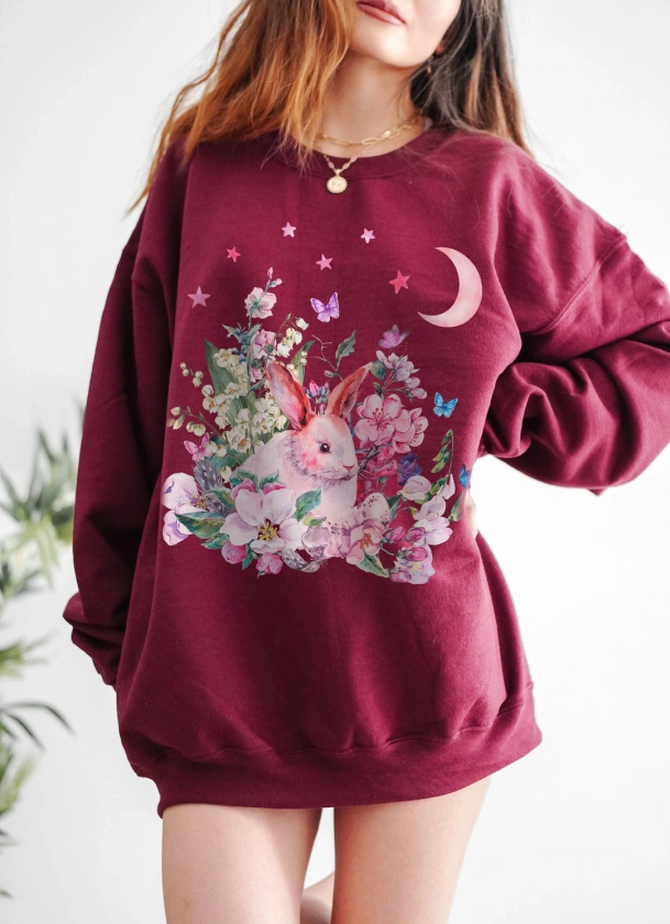 Year of the Rabbit Sweater Rabbit Sweater Cottagecore Shirt Cottagecore Clothing Coquette Shirt Cottage Core Clothes Coquette Clothing