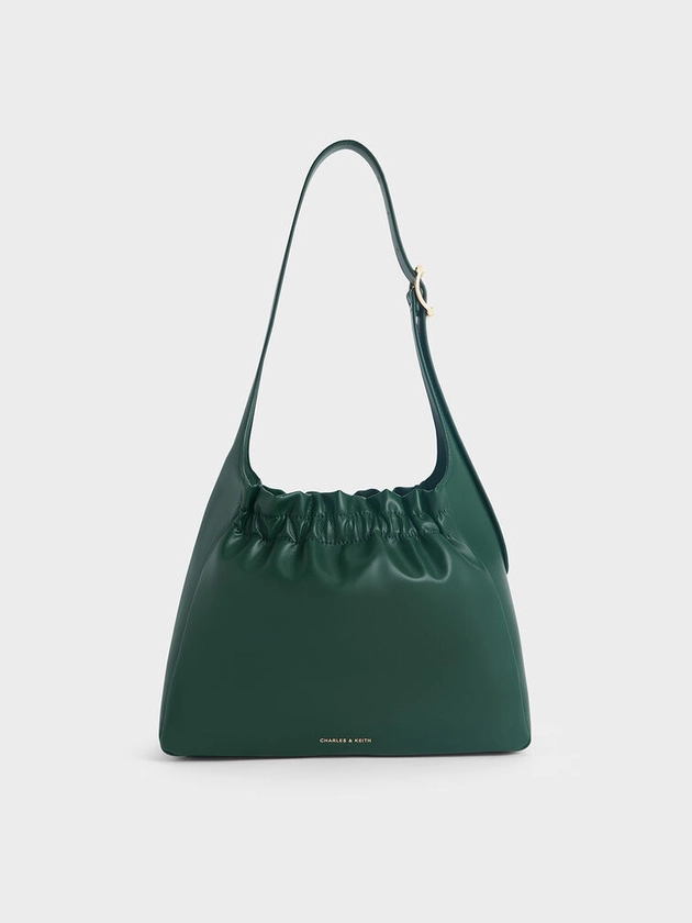 Sac porté épaule froncé Brigette    
         - Vert Foncé