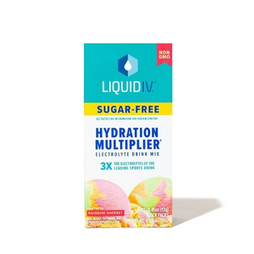 Liquid I.V. Sugar Free Hydration Multiplier Vegan Powder Electrolyte Supplements - Rainbow Sherbert - 0.45oz/10ct