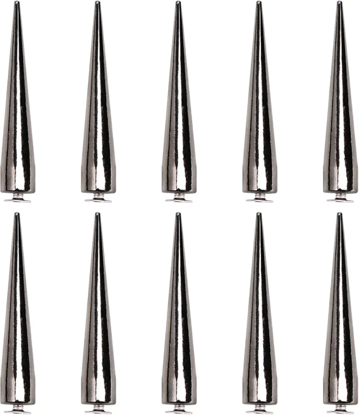 40 Sets 40MM Spikes for Clothing, CAMXTOOL Cone Spikes and Studs, Punk Spike Rivets, Long Metal Spikes for Crafts, Punk Screw Rivet for Clothes Jackets Leather and Shoes (Silver)