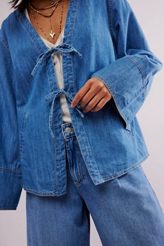 Tie-Front Denim Jacket