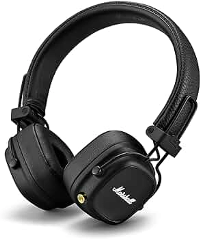 Marshall Cuffie Bluetooth Major IV On Ear, auricolari wireless, pieghevoli, oltre 80 ore di riproduzione wireless, nere