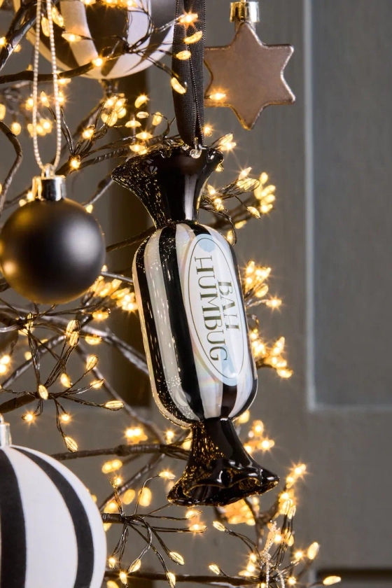 Buy Monochrome Bah Humbug Glass Christmas Bauble from the Next UK online shop