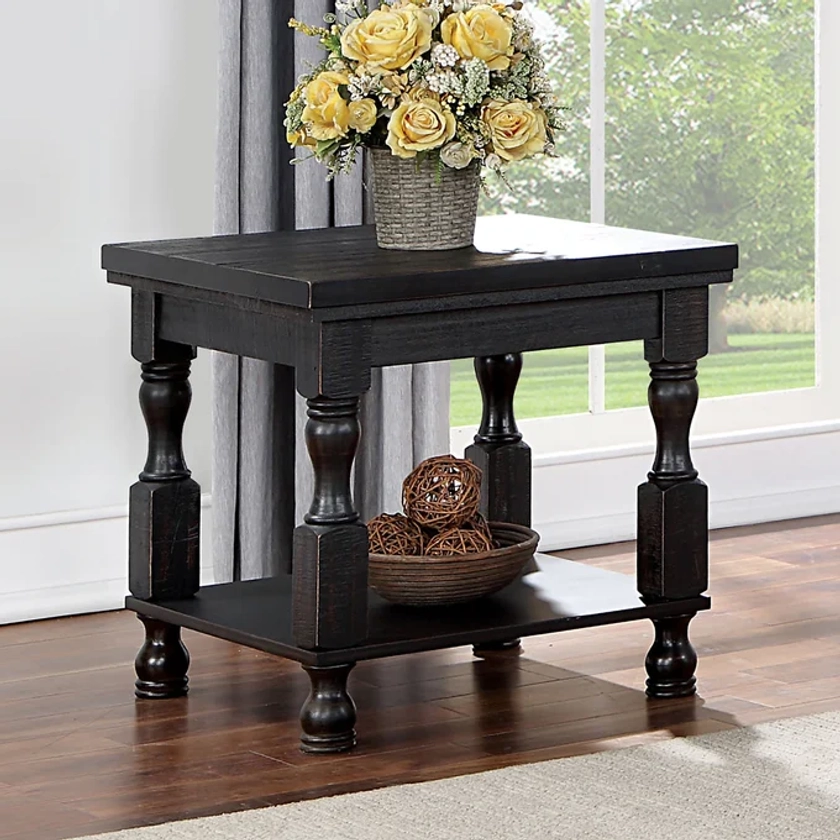 Furniture of America Calandra Antique Black End Table
