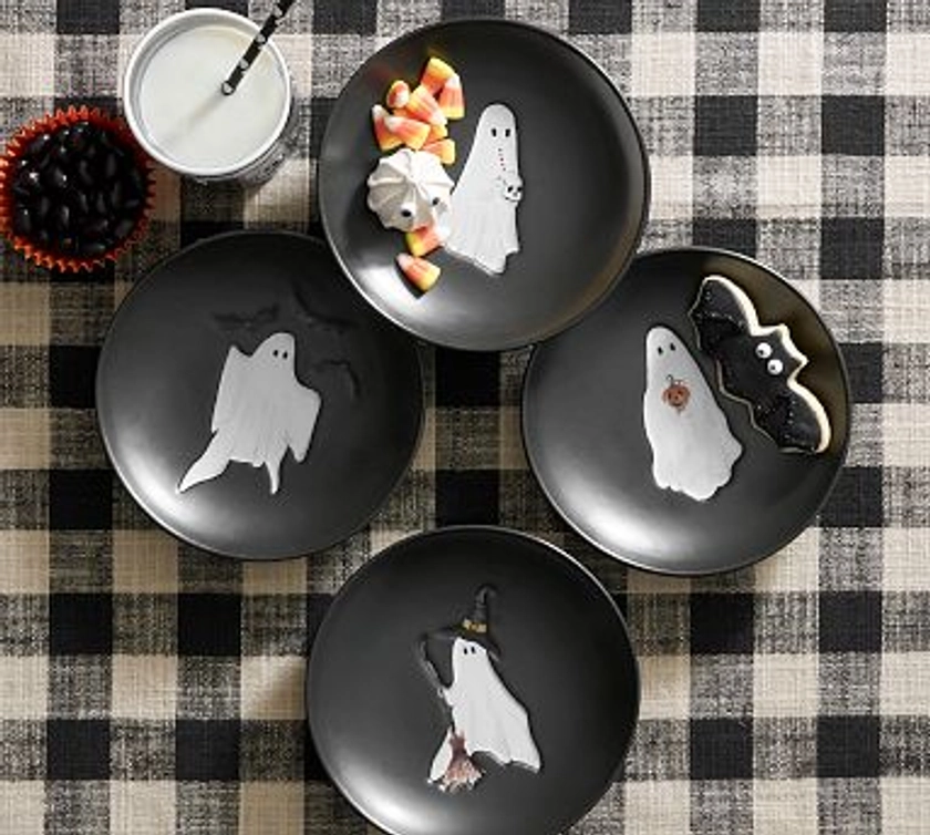 Scary Squad Stoneware Appetizer Plates - Mixed Set of 4