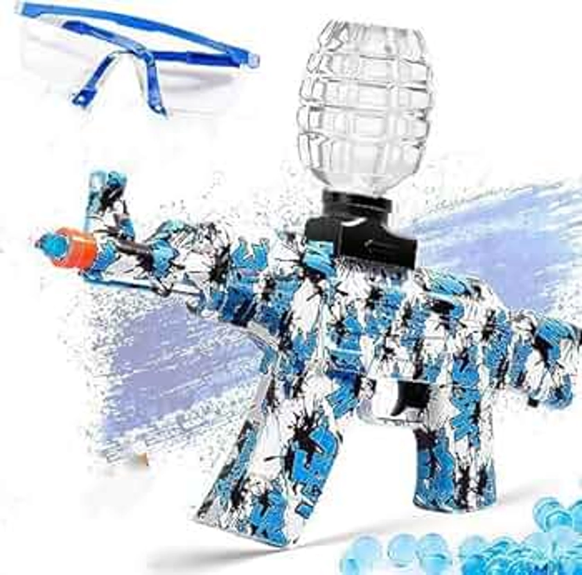 Gel Blasters,Electric Gel Ball Blasters,AKM-47 Gel Blaster, with Goggles and 50000 Balls, pour Les activités de Plein air - Jeu de tir par équipe, à partir de 14 Ans（Bleu）