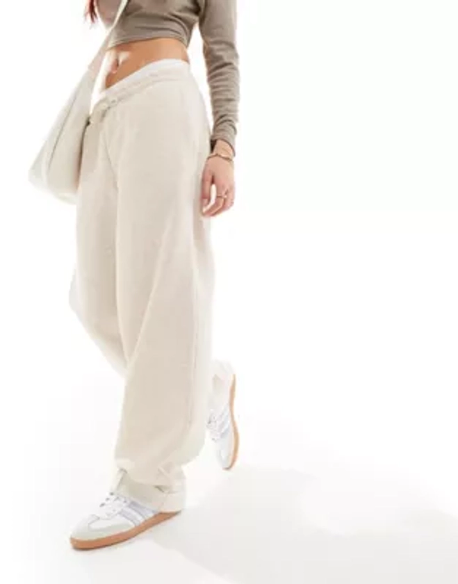 ASOS DESIGN oversized sweatpants with turnback hem detail in oatmeal heather | ASOS
