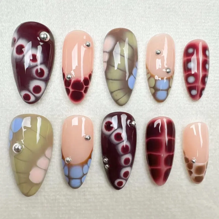 Handmade Nails/custom Press on Nails/party Press on Nails/flakes for Nails/wedding Nails Gift/japanese Nails/long Nails/cute Nails - Etsy