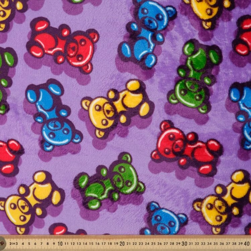 Laura Wayne Gummy Bears 147 cm Cozy Fleece Fabric Purple