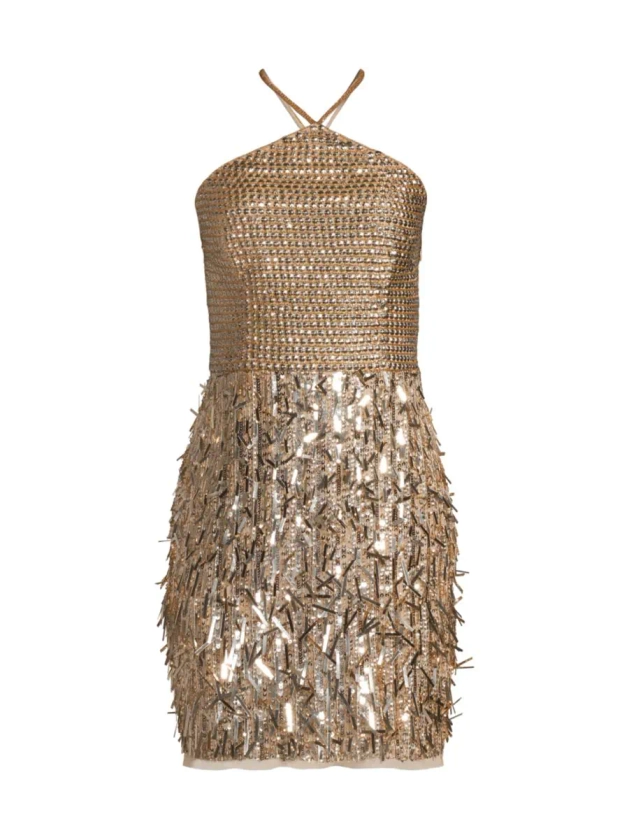 Shop Liv Foster Sequin Embellished Halter Minidress | Saks Fifth Avenue