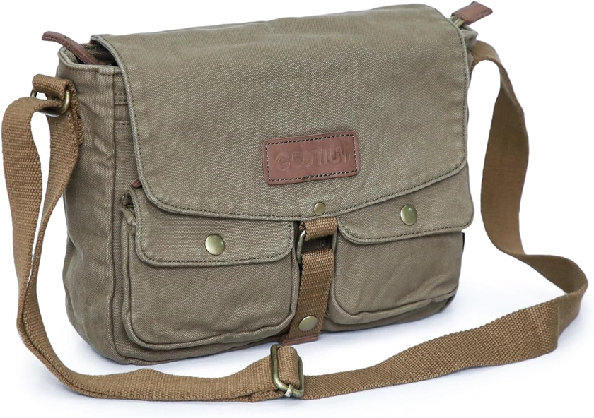 Amazon.com: Gootium Canvas Messenger Bag - Vintage Crossbody Shoulder Bag Military Satchel, Olive Brown : Clothing, Shoes & Jewelry