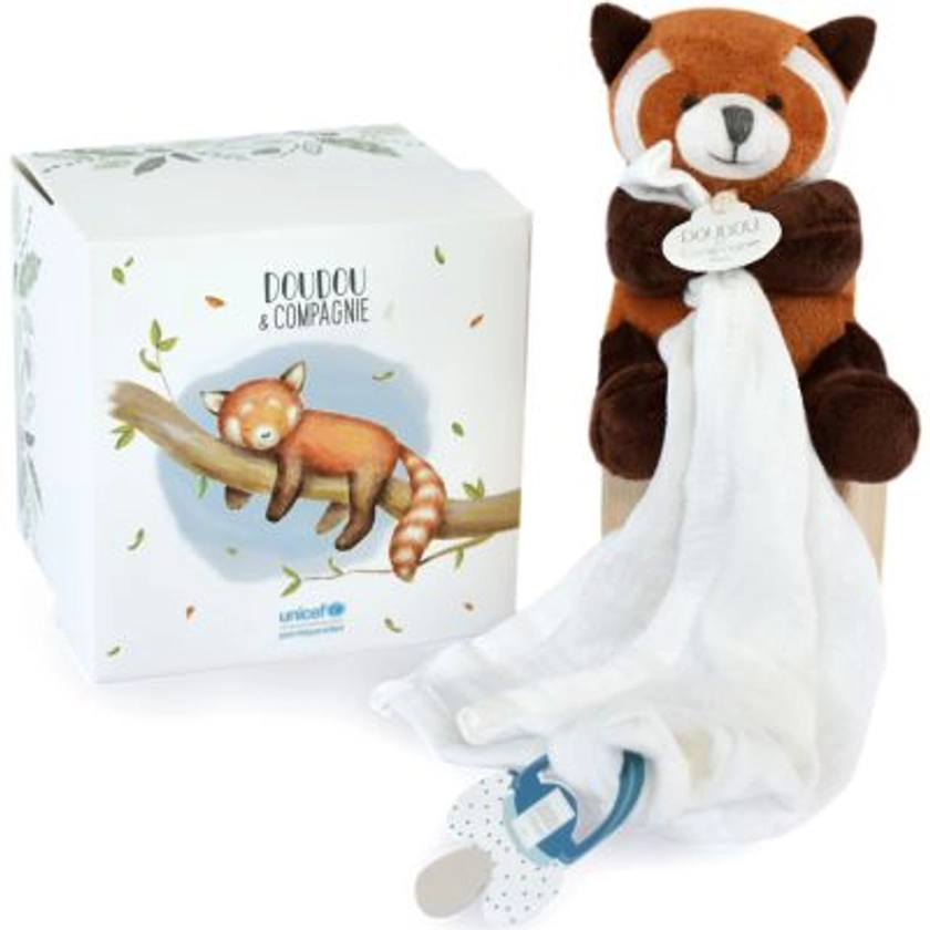 Doudou attache sucette Panda roux