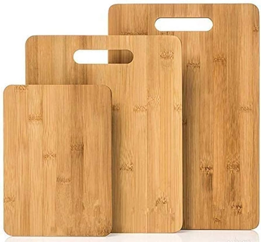 Premium Set of 3 Bamboo Chopping Boards by Palmzen - Ideal for Chopping Meat, Vegetables and As a Cheese Serving Board