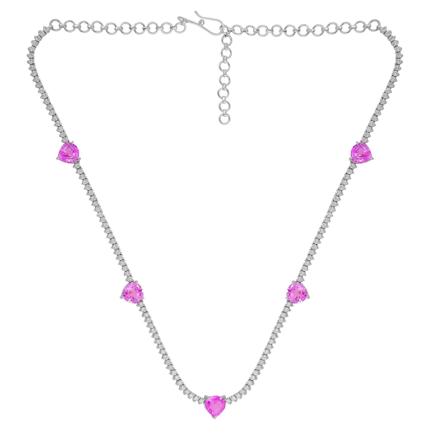 Heart Shape Pink Gemstone Necklace Diamond 18 Karat White Gold Handmade Jewelry For Sale at 1stDibs | paparazzi pink diamond level
