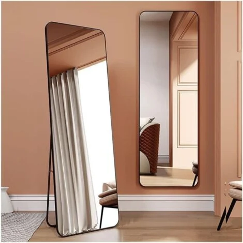 WeValley 137 x 37 cm Miroir sur Pied, Miroir de Sol, Miroirs muraux, Miroir Autoportant, Alliage d'Aluminium avec Noir