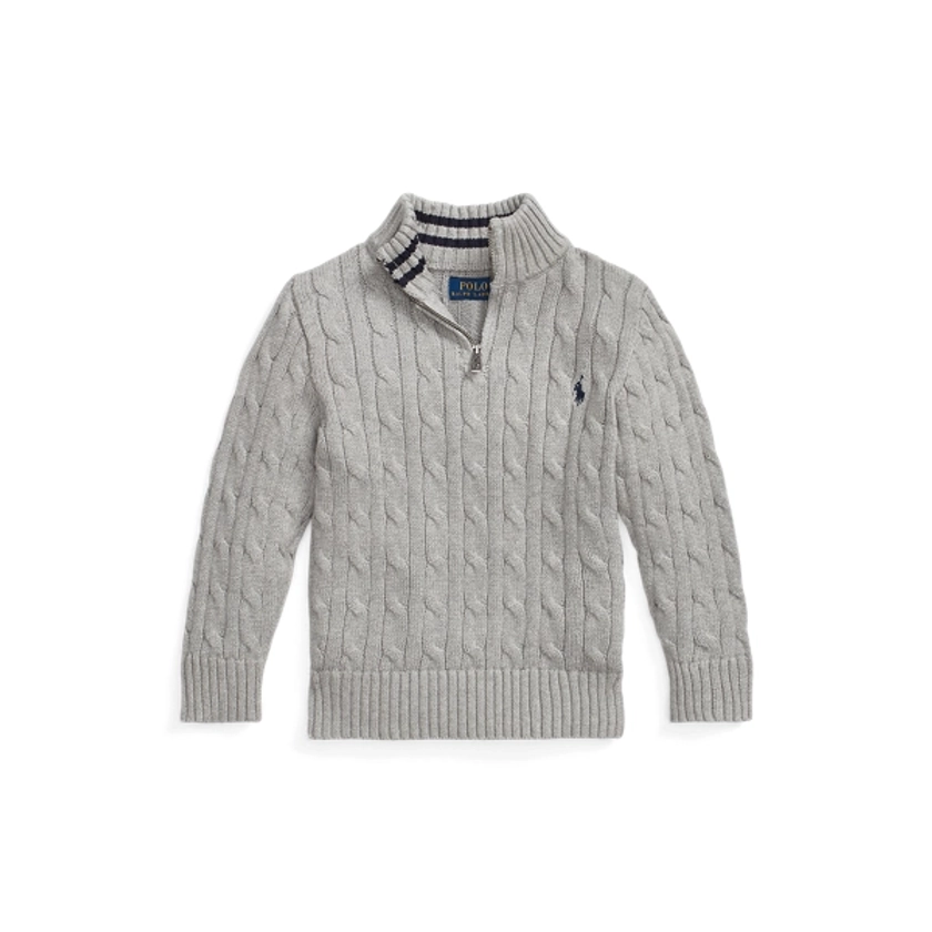 Cable-Knit Cotton Quarter-Zip Jumper for Boys | Ralph Lauren® UK