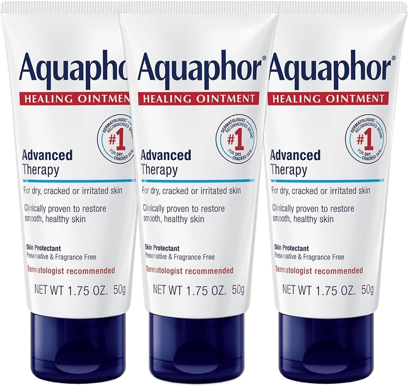 Amazon.com : Aquaphor Healing Ointment - Travel Size Protectant for Cracked Skin - Dry Hands, Heels, Elbows, Lips, Packaging May Vary, 1.75 Ounce (Pack of 3) : Beauty & Personal Care