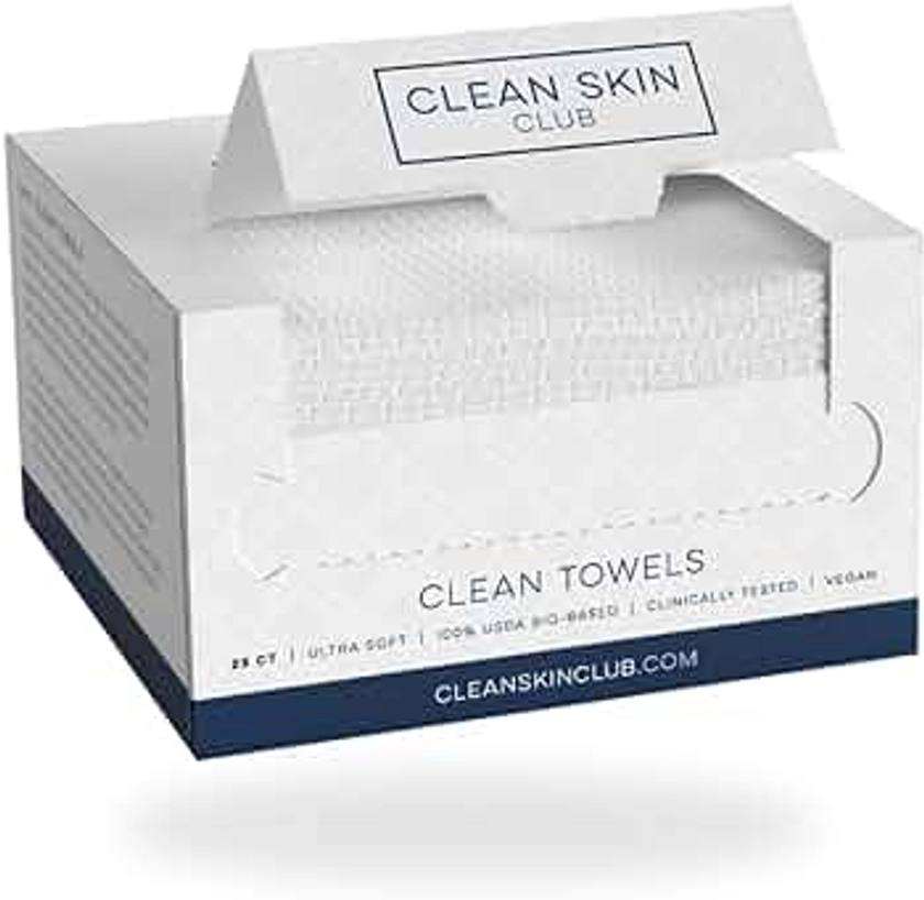 Clean Skin Club Clean Towels | Worlds 1ST Biodegradable Face Towel | Disposable Makeup Removing Wipes | Dermatology Tested & Approved | Vegan & Cruelty Free | Super Soft For Sensitive Skin