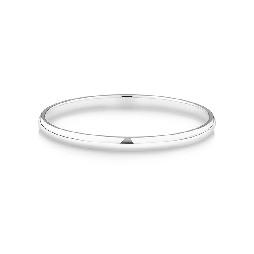 3.7mm Width Solid Round Baby Bangle in Sterling Silver
