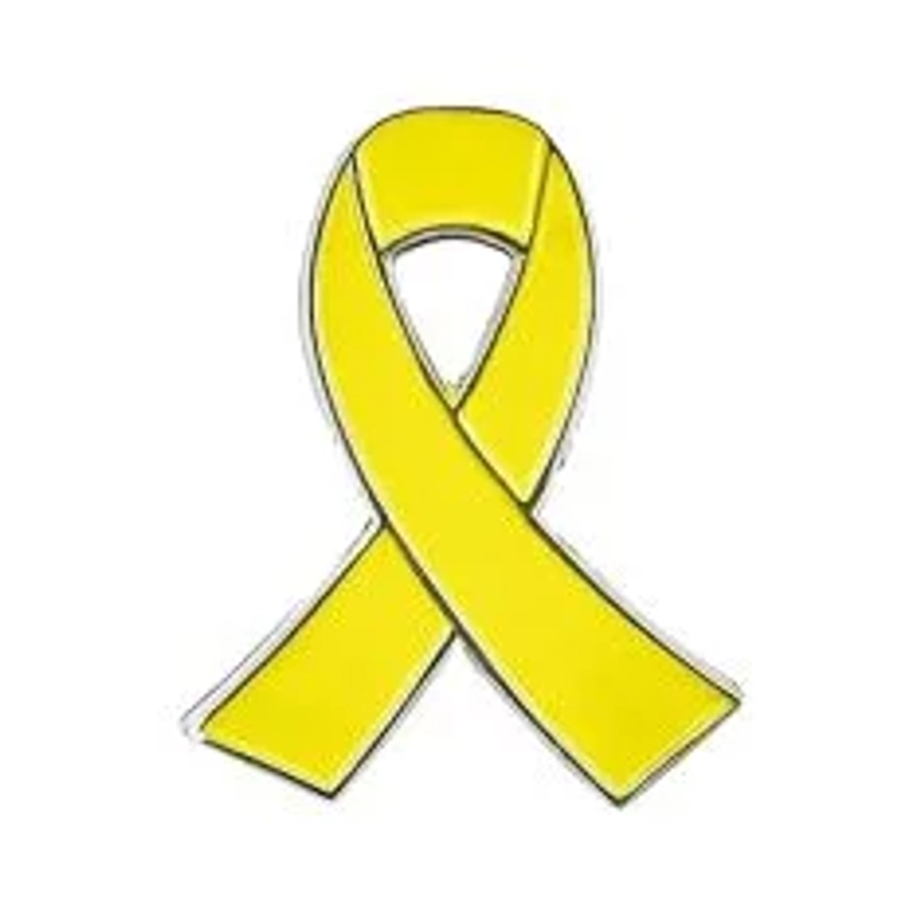 Pin&#039;s Ruban Jaune - Cancer des os, de la vessie - Endométriose - Prévention du suicide