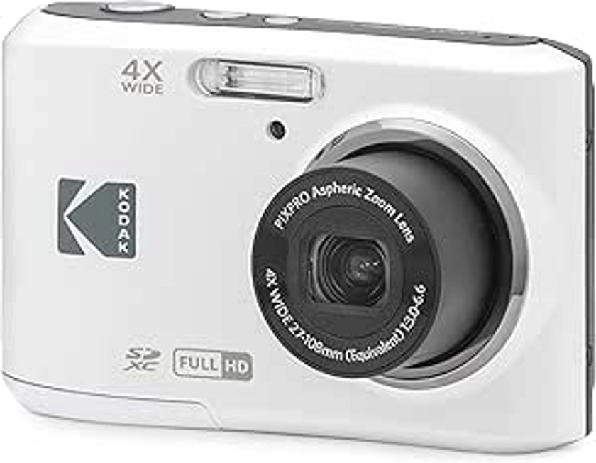 KODAK PIXPRO Friendly Zoom FZ45-WH 16MP Digital Camera with 4X Optical Zoom 27mm Wide Angle and 2.7" LCD Screen (White)