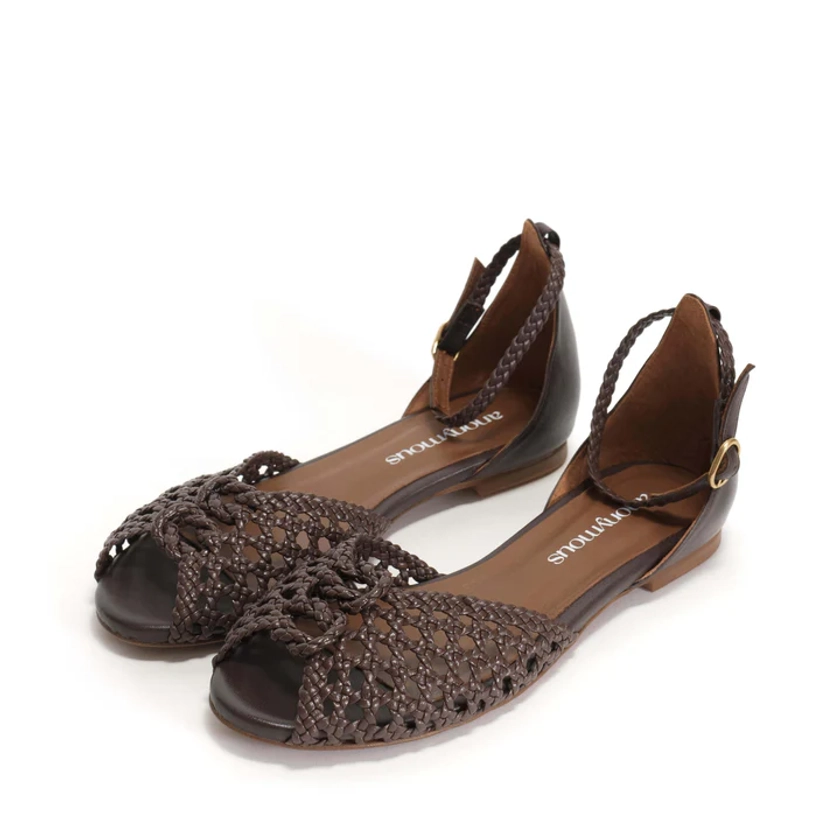 Lucy 10 Braided leather Coffee brown