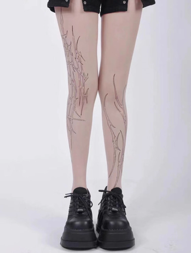 Printed design pattern pantyhose | Byunli