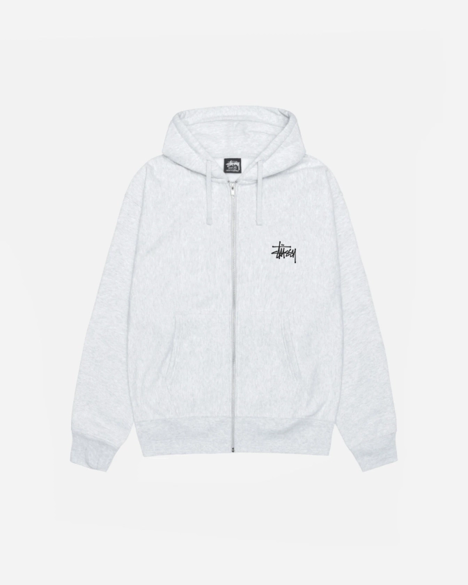 Basic Stüssy Zip Hoodie in ash heather – Stüssy Europe