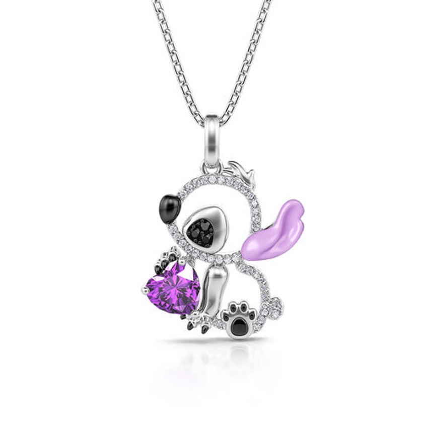 Jeulia "Little Monster" Heart Cut Purple Ear Personalized Sterling Silver Necklace - Jeulia UK