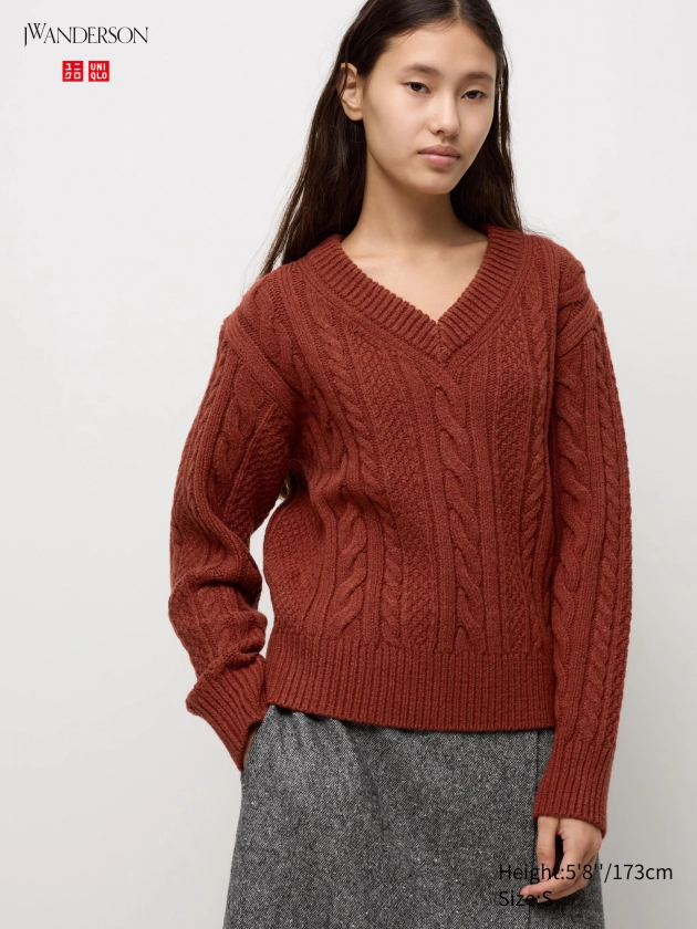 Cable V-Neck Sweater | UNIQLO US