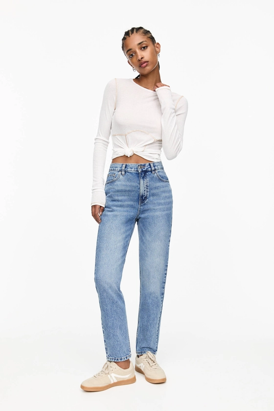 Jean mom fit taille haute