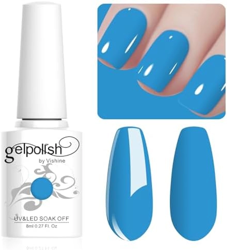 Vishine 8ml Vernis à Ongles Gel Semi Permanent Couleur Bleu vif, Vernis Semi Permanent Soak Off UV LED Gel Polish Nail Art Manucure Salon DIY LM070 : Amazon.com.be: Beauté et Parfum