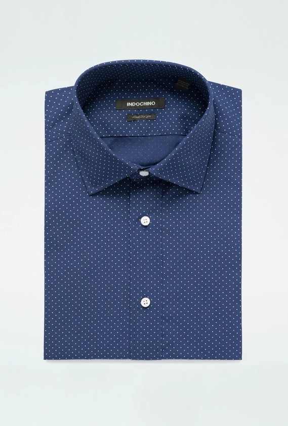 Men's Dress Shirts - Hayton Dot Blue Shirt | INDOCHINO
