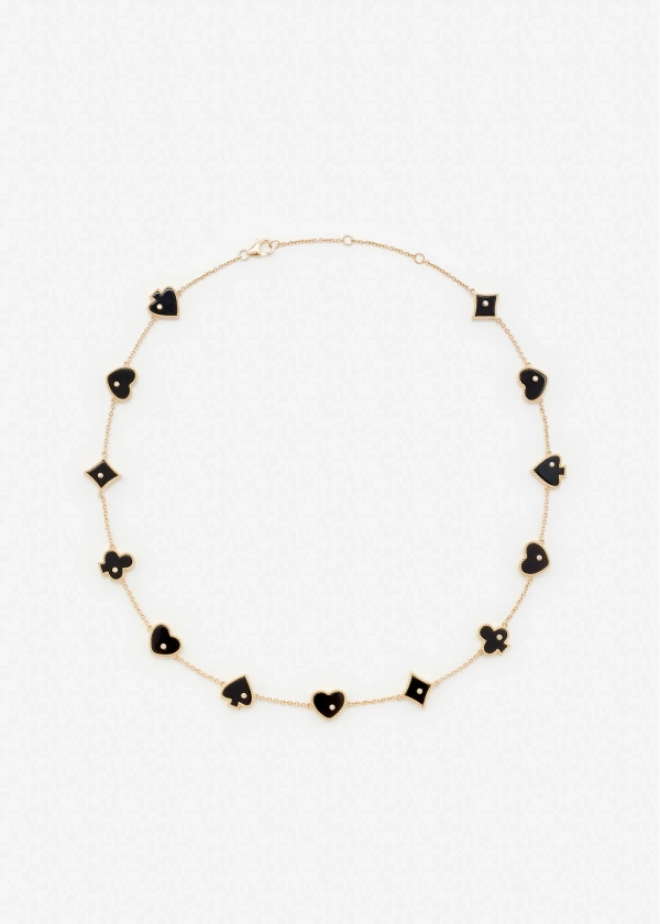 Collier Casino - Onyx, nacre, diamants et or jaune - Yvonne Léon