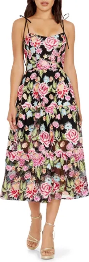 Dress the Population Dream Floral Embroidered Lace Midi Dress | Nordstrom