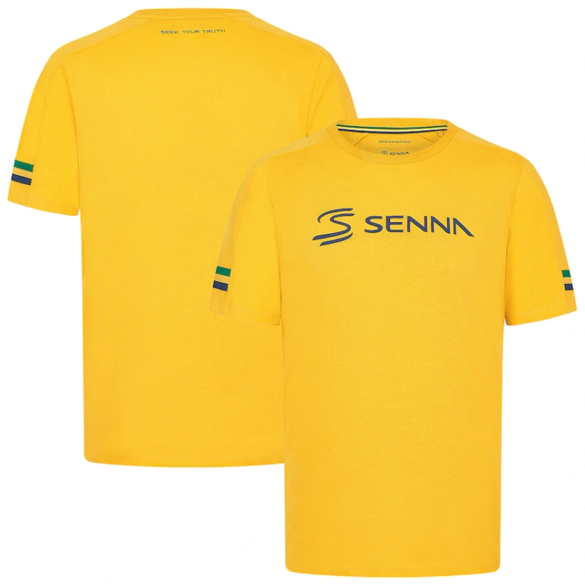 Ayrton Senna T-Shirt Rayé - Jaune