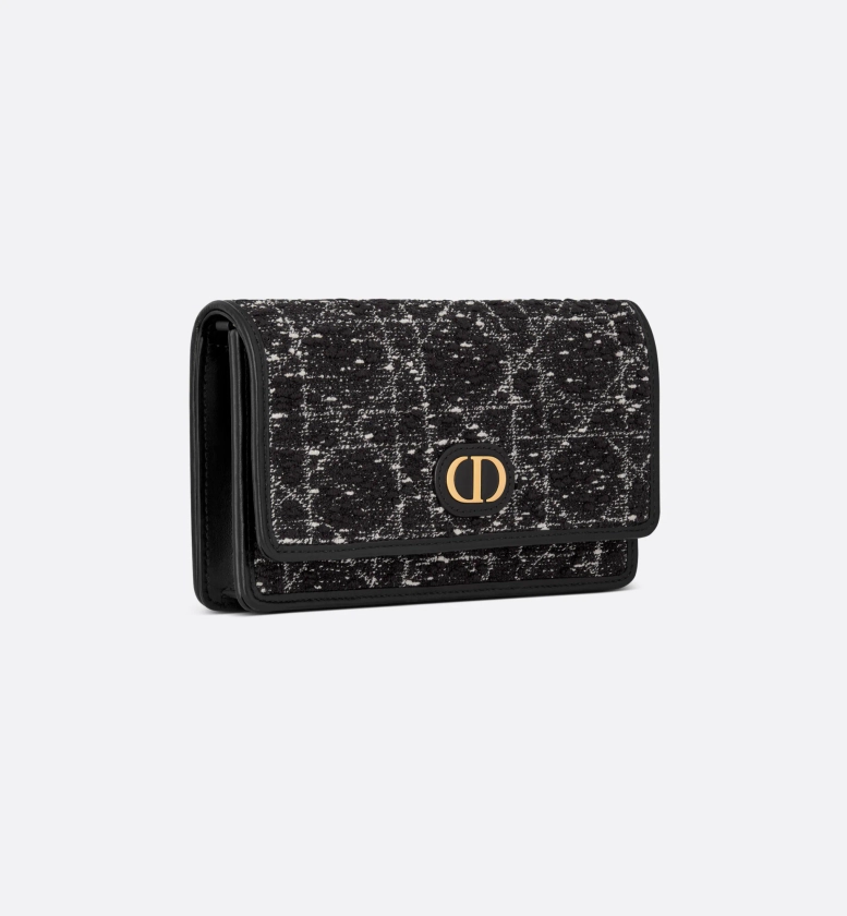 Pochette Dior Caro Broderie tweed à motif Cannage noir | DIOR