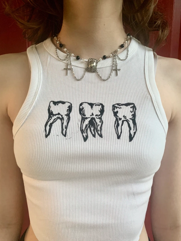 hand-printed linocut teef tank