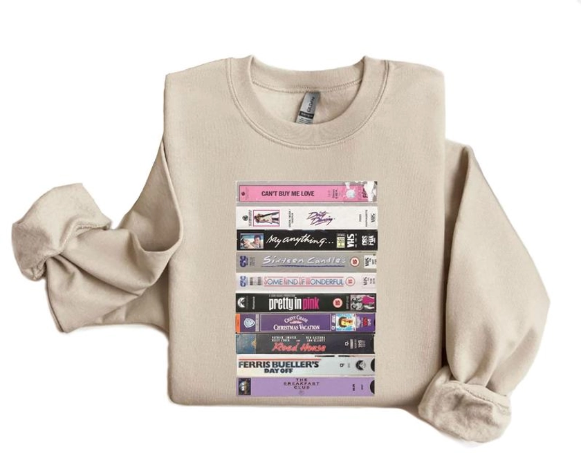 VHS Movies Albums Sweater, Retro Sweatshirt, Crewneck for women, Nostalgic Retro Style VHS Sweatshirt, Gift For Women, Winter Clothing, Sweatshirts For Women, Plus Size Hoodie, Trendy Sweaters, Crewneck For Fans, Winter Crewneck