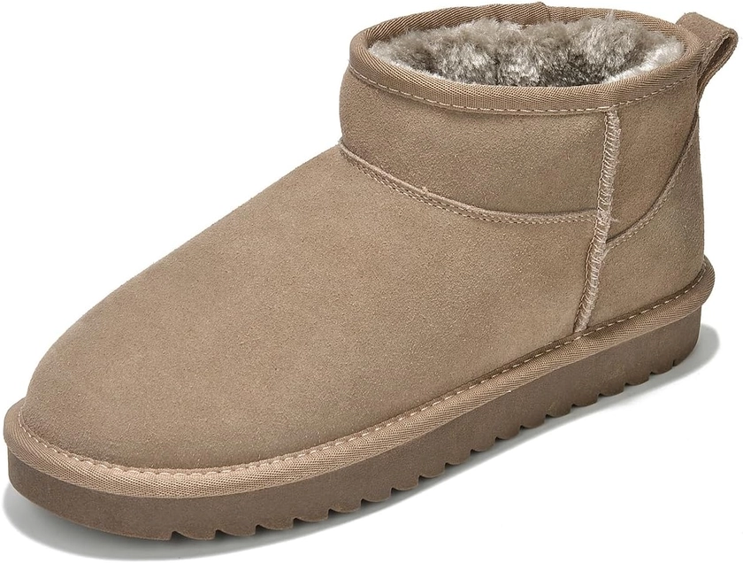 Ankle-High Snow Boots for Women - Genuine Suede Water Resistant Winter Boots with Memory Foam and Faux Fur Lining - Hippy