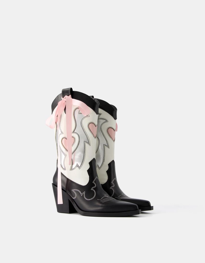 Bottes talon cowboy nœud - Femme