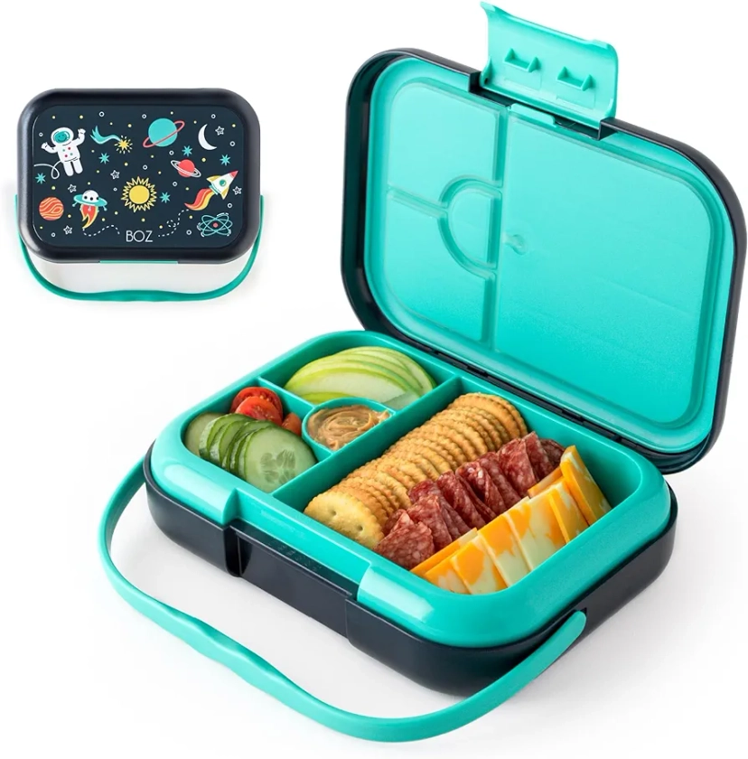 BOZ Bento Box for Kids - Kids Bento Lunch Box – Toddler Lunch Box for Daycare – Leak Proof 4 Compartments Kids Lunch Container – Dishwasher Safe Kids Bento Box – Bento Lunch Box for Kids (Space)