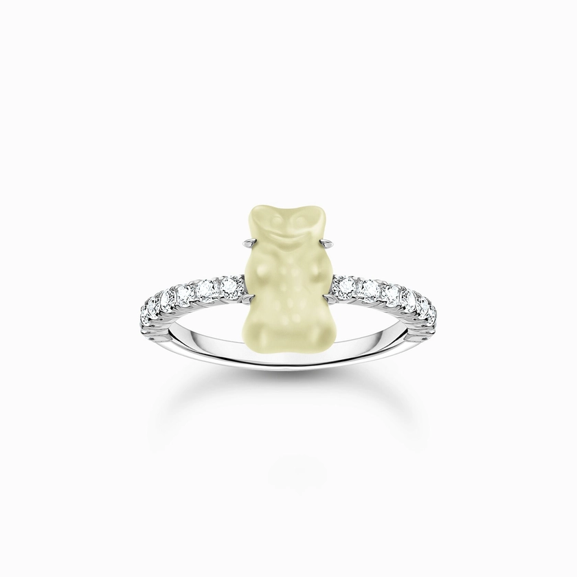 Silver ring with white mini sized goldbears and zirconia | THOMAS SABO