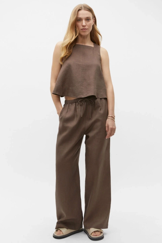 Core Linen Wide Leg Tie Pant